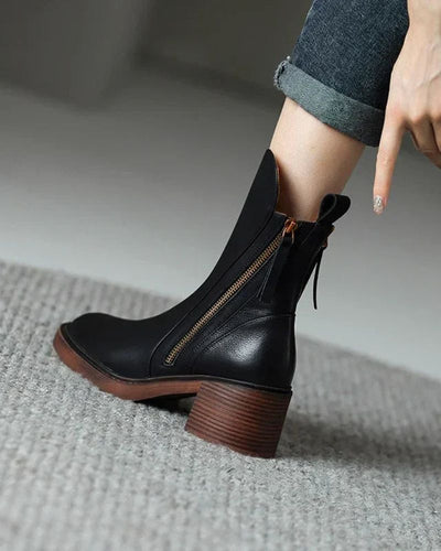 Amélie™ - Bottines en cuir élégantes avec un talon confortable
