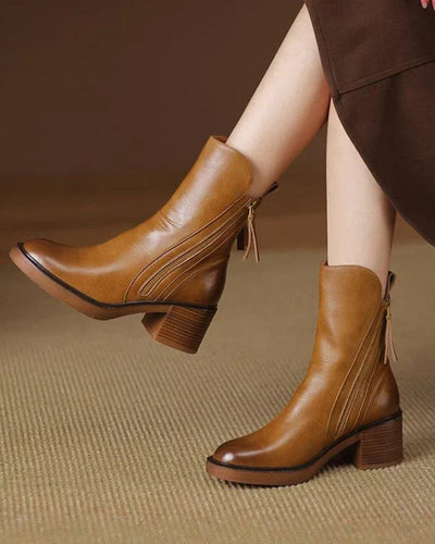 Amélie™ - Bottines en cuir élégantes avec un talon confortable