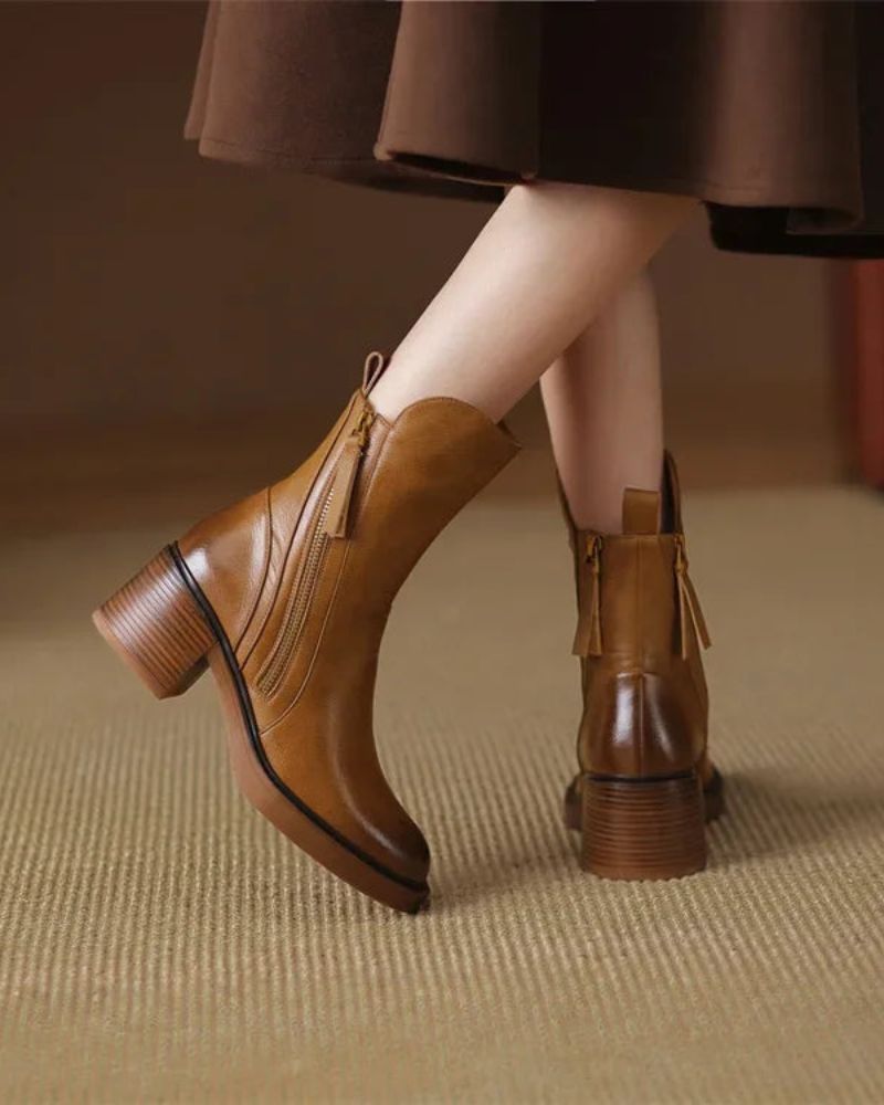 Amélie™ - Bottines en cuir élégantes avec un talon confortable