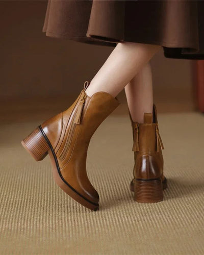 Amélie™ - Bottines en cuir élégantes avec un talon confortable