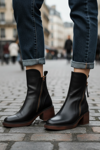 Amélie™ - Bottines en cuir élégantes avec un talon confortable