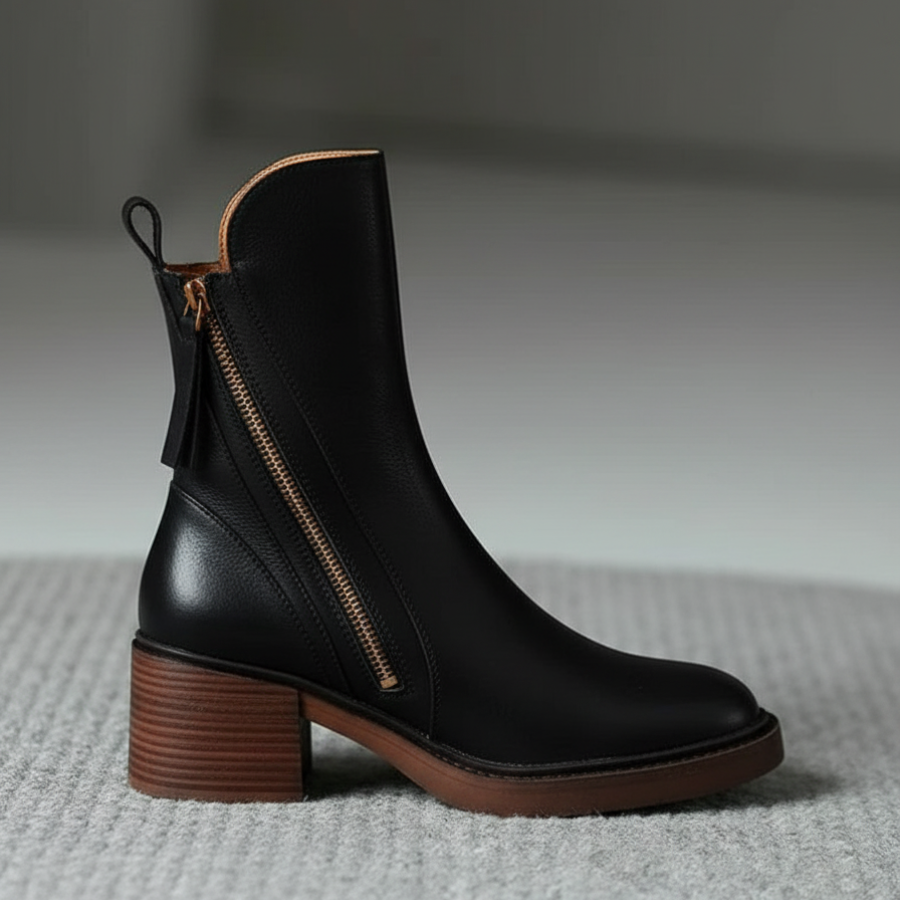Amélie™ - Bottines en cuir élégantes avec un talon confortable