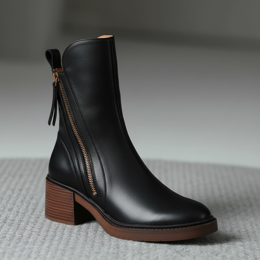Amélie™ - Bottines en cuir élégantes avec un talon confortable