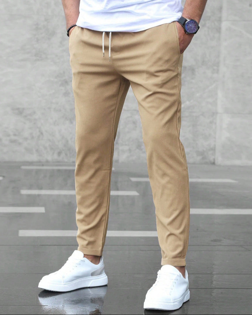 Léo | Pantalon Homme Slim Décontracté Élastique avec Cordon de Serrage