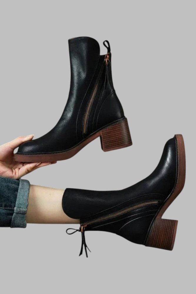 Amélie™ - Bottines en cuir élégantes avec un talon confortable - Aurélie Paris