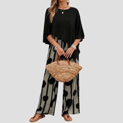 Anaïs | Ensemble femme élégant à imprimé artistique - Aurélie Paris