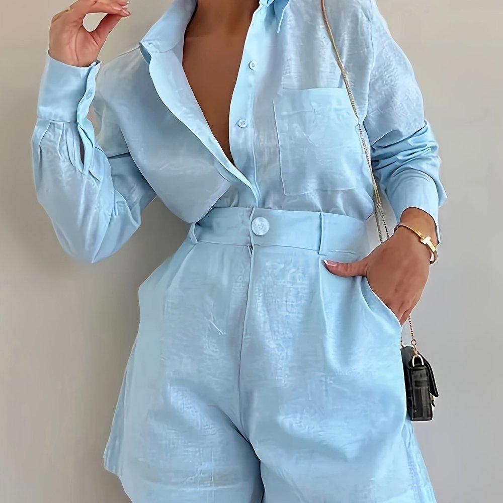 Camille | Ensemble élégant avec chemise et short taille haute - Aurélie Paris