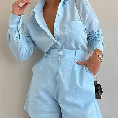 Camille | Ensemble élégant avec chemise et short taille haute - Aurélie Paris