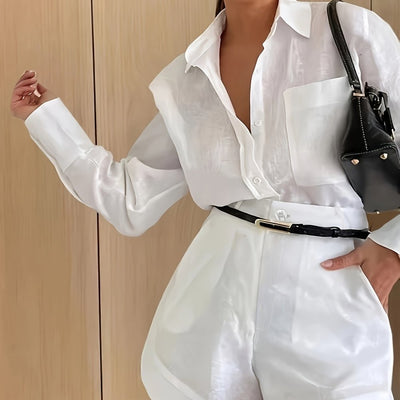 Camille | Ensemble élégant avec chemise et short taille haute - Aurélie Paris