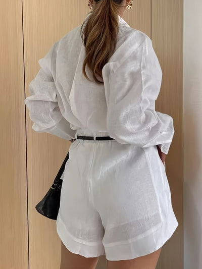 Camille | Ensemble élégant avec chemise et short taille haute - Aurélie Paris