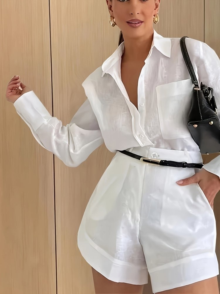 Camille | Ensemble élégant avec chemise et short taille haute - Aurélie Paris