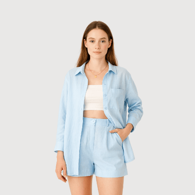 Camille | Ensemble élégant avec chemise et short taille haute - Aurélie Paris