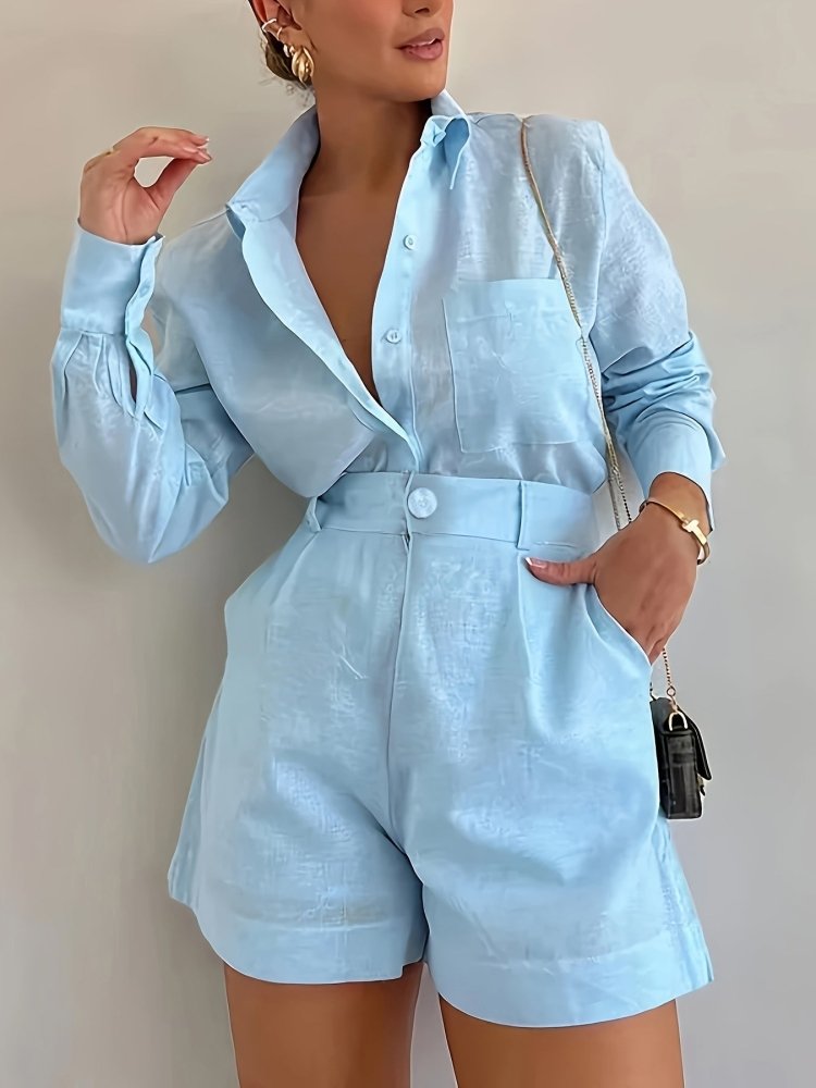 Camille | Ensemble élégant avec chemise et short taille haute - Aurélie Paris