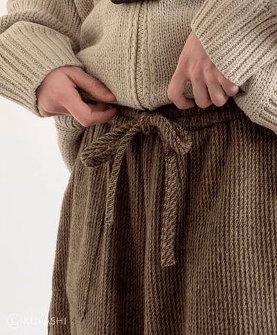 Douceur - Pantalon en Velours Côtelé à Taille Tricotée - Aurélie Paris